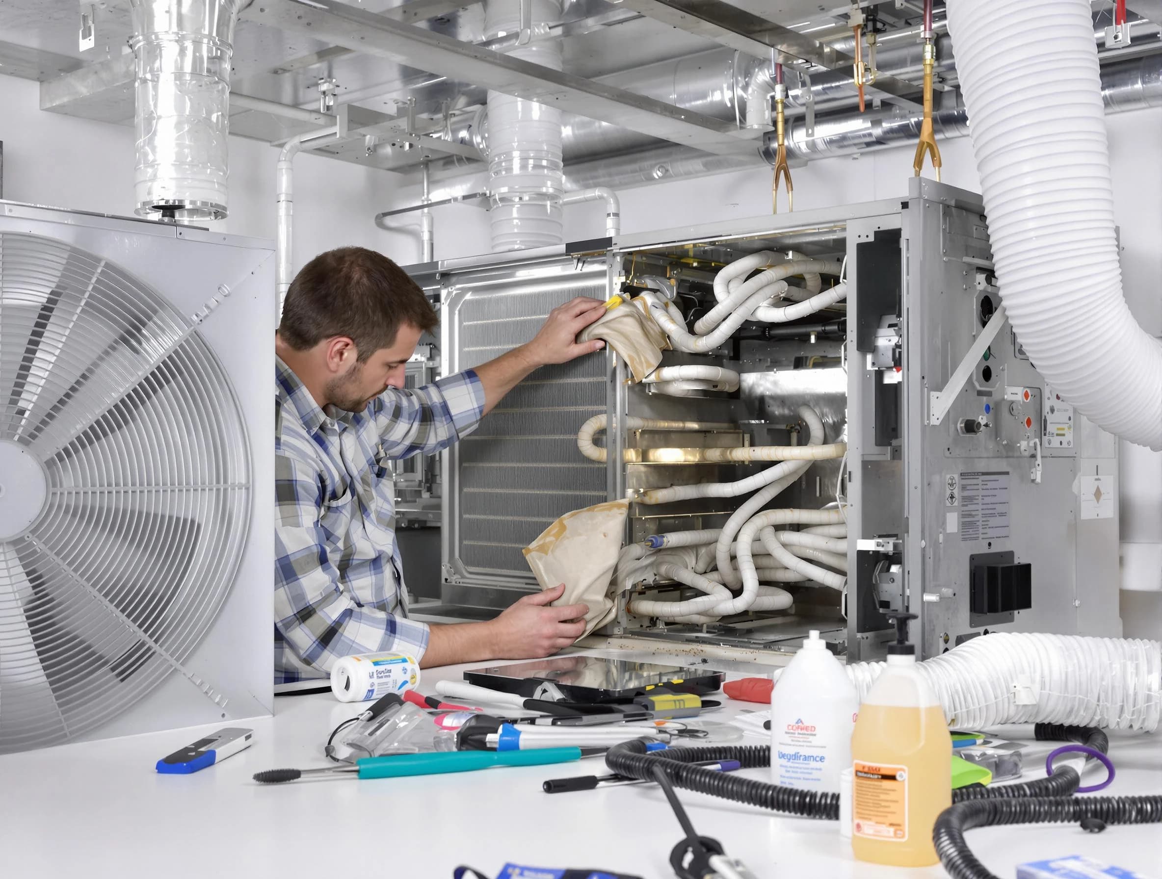 Los Chaves Air Duct Cleaning specialist performing precision AC coil cleaning in Los Chaves