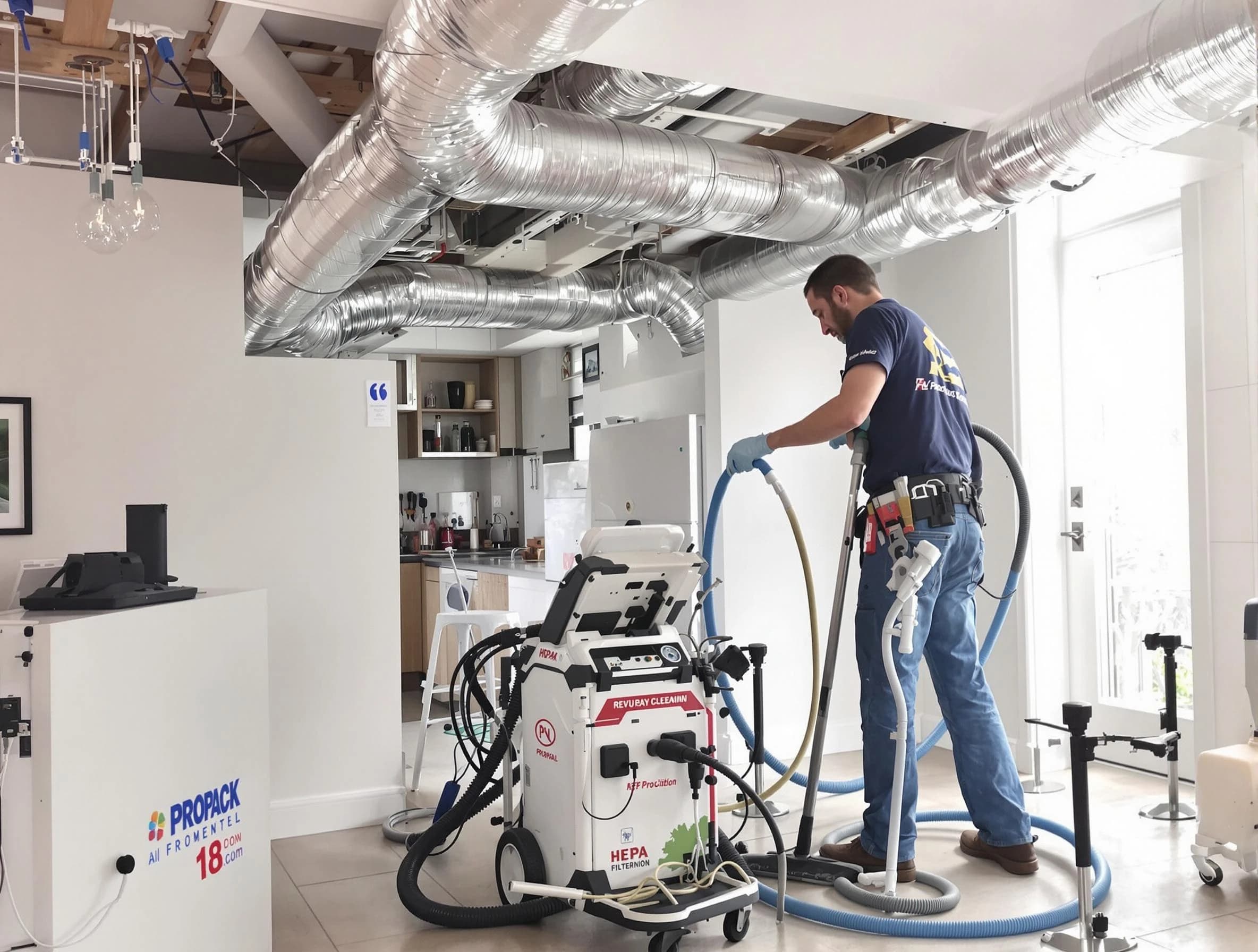 Los Chaves Air Duct Cleaning technician performing advanced pure duct cleaning with specialized equipment in Los Chaves