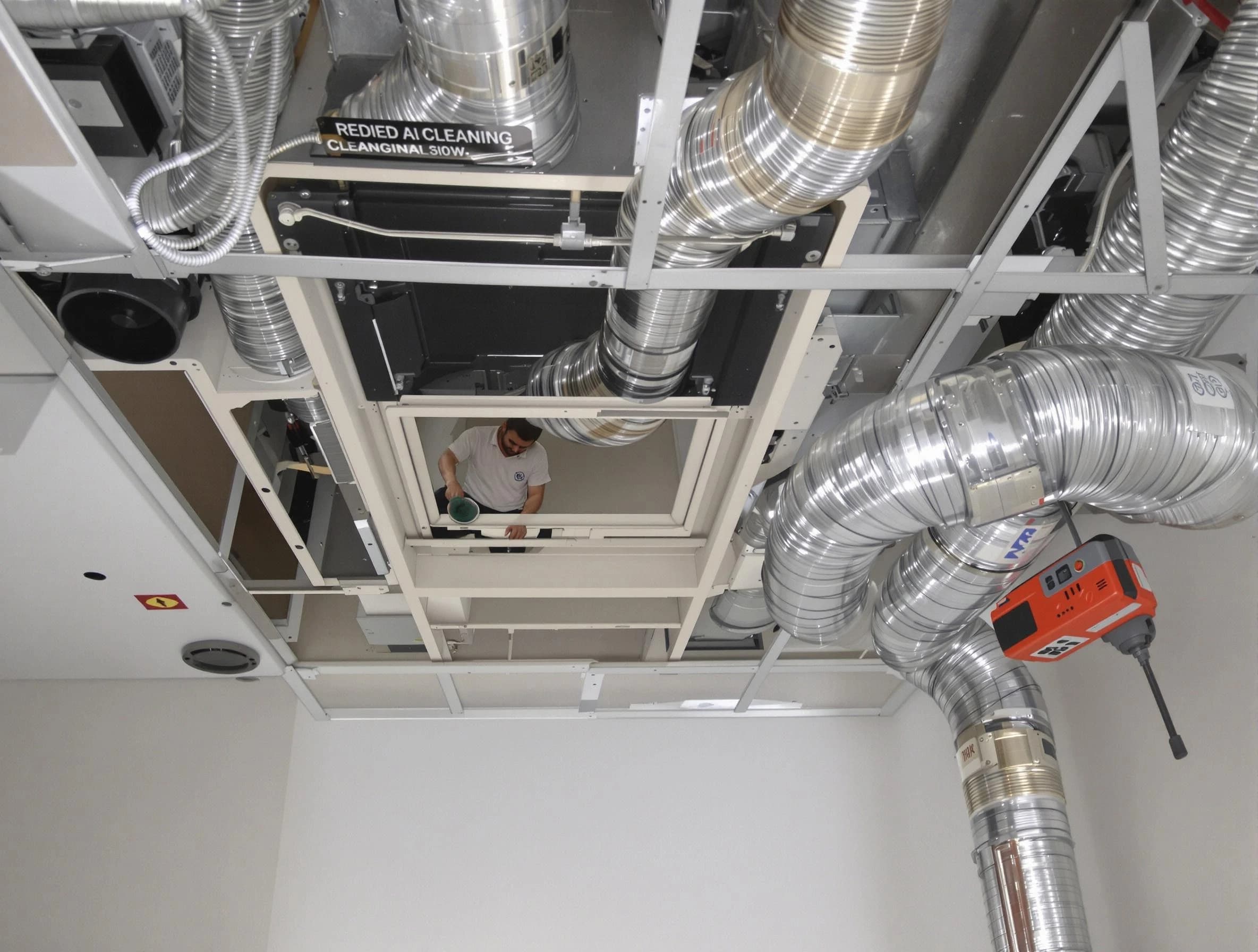 Los Chaves Air Duct Cleaning technician performing detailed central duct system cleaning in Los Chaves