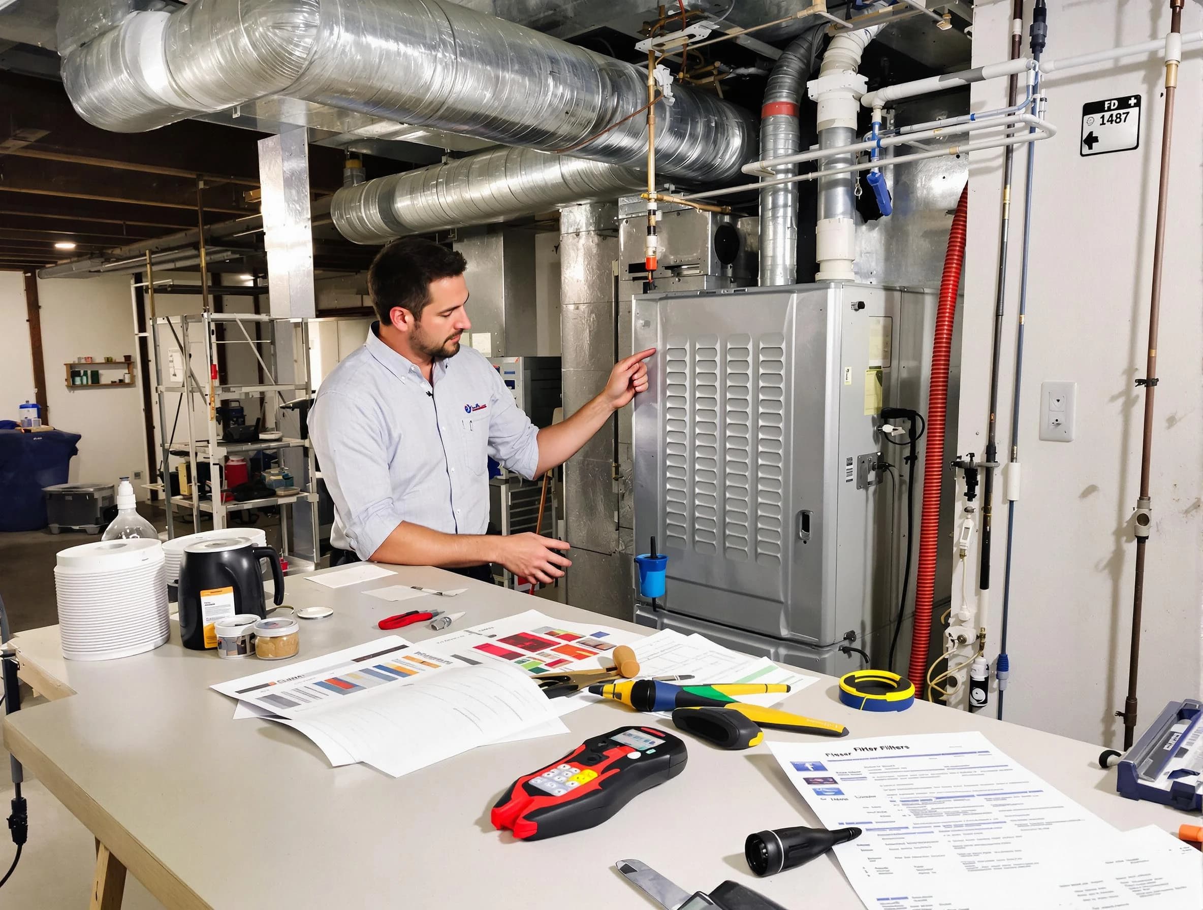 Los Chaves Air Duct Cleaning inspector conducting detailed filter system evaluation using professional diagnostic tools in Los Chaves