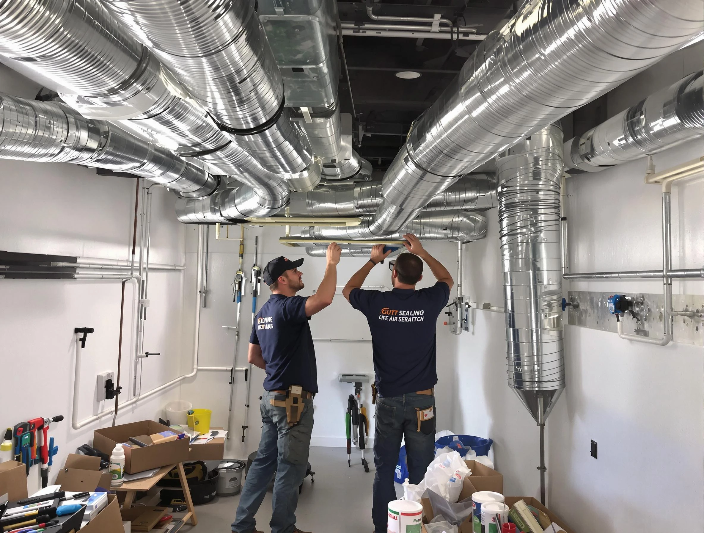 Los Chaves Air Duct Cleaning technician applying professional duct sealing solutions in Los Chaves