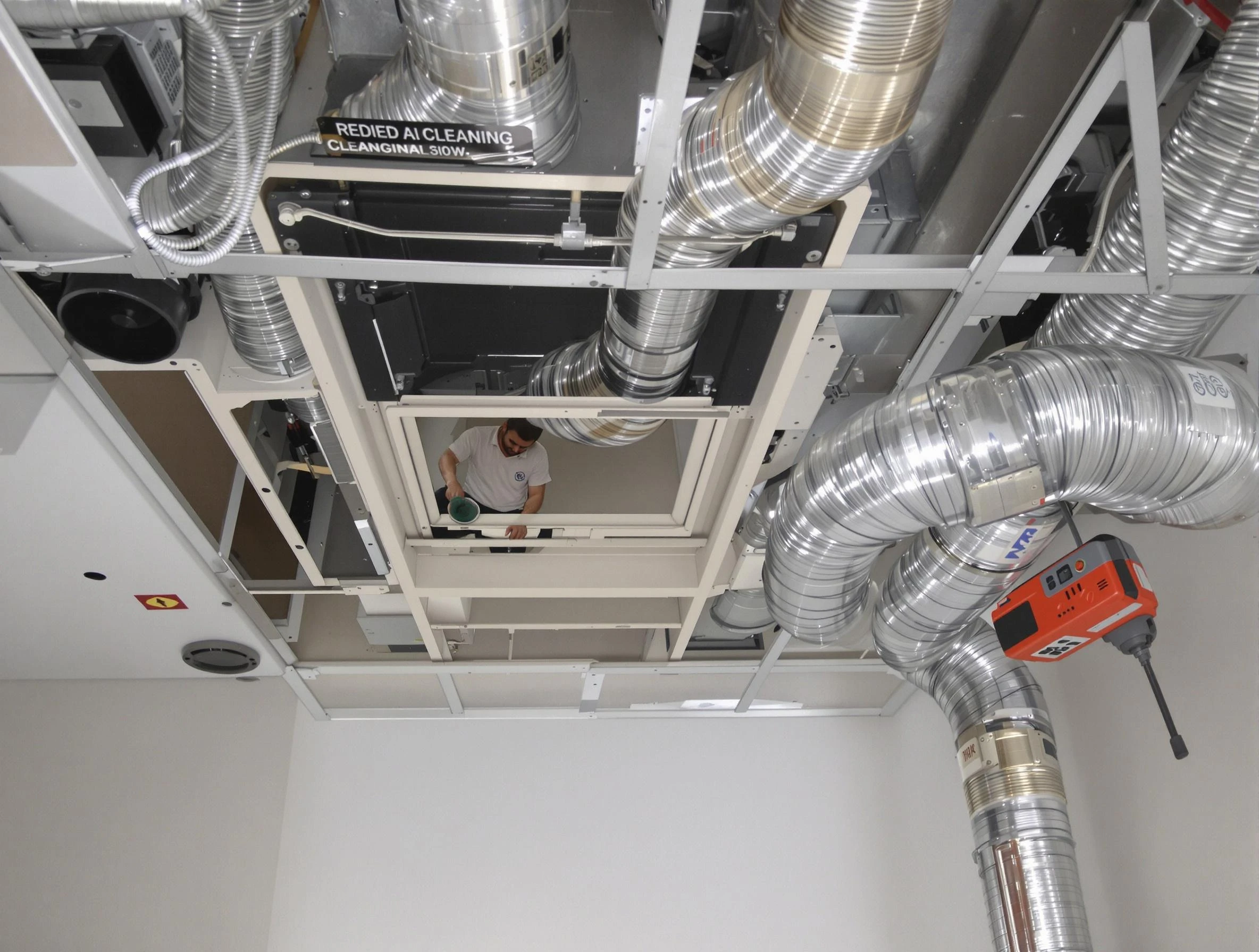 Los Chaves Air Duct Cleaning technician performing detailed central duct system cleaning in Los Chaves